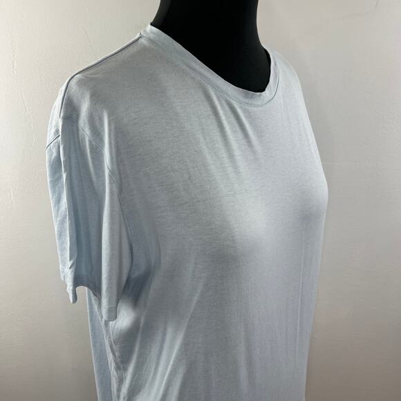 THEORY Blue Top Silk Blend Ribbed Crew Neck Slim Fit Casual Size Large L - Picture 7 of 13